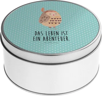 Produktbild von Mr. & Mrs. Panda Teedose Eule Federschmuck - Türkis Pastell - Geschenk, Aufbewahrungsbehälter, Dekoration, Aufbewahrungsdosen, Dose, Vorratsdosen, Owl, keksdosen