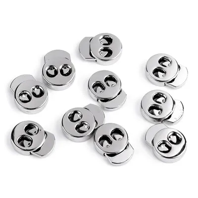 Produktbild von 4 Stück Kordel-Stopper aus Metall Kordelklemmen für Bekleidung Taschen Variantenwahl, Farbe:Variante 2 | silber, Größe:3.5 mm | 15 x 18 x 8 mm