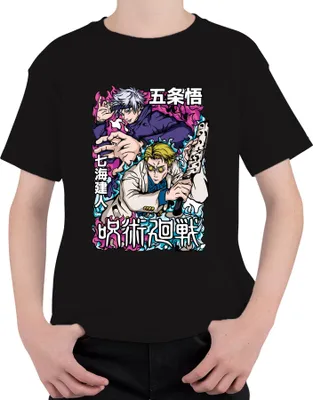 Immagine prodotto di Maglietta Jujutsu Kaisen Gojo Satoru Nanami Kento Manga Gift Retro Unisex Bambini, Nero, 116