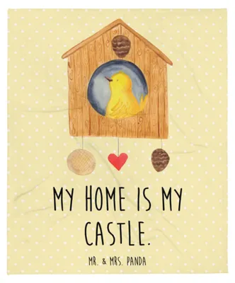 Produktbild von Mr. & Mrs. Panda Bettdecke Vogel Haus - Gelb Pastell - Geschenk, Decke, Tagesdecke, Plaid, Sofadecke, Familie, Schlafdecke, Nest, Castle, Wohnung, Winterdecke