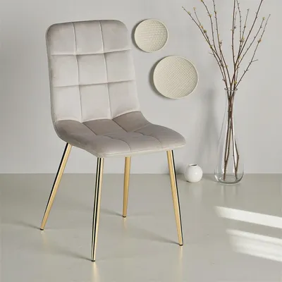 Produktbild von Homestyle4u Esszimmerstuhl Gold Polsterstuhl Leinen Grau Polstersessel Küchenstuhl Metall