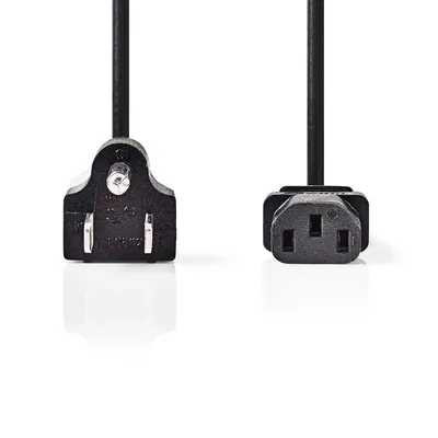 Produktbild von Nedis Stromkabel - USA Stecker - IEC-320-C13 - Gerade - Gerade - Vernickelt - 2.00 m - Rund - PVC - Schwarz - Label