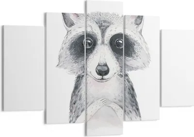 Produktbild von Bild auf Leinwand - Leinwandbild - 5 Teile - Waschbär Bild Kinder - 150x100cm - Wand Bild - Wanddeko - Wandbilder - Leinwanddruck - Bilder - Wanddekoration - Leinwand bilder - EA150x100-4607