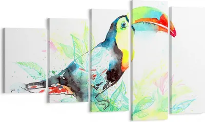 Produktbild von Bild auf Leinwand - Leinwandbild - Vogel Toucan Neugier wild - 100x60cm - Wand Bild - Wanddeko - Leinwanddruck - Bilder - Kunstdruck - Wanddekoration - Leinwand bilder - Wandkunst - EG100x60-2991