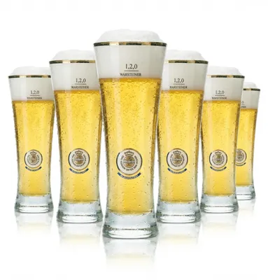 Produktbild von 6x Warsteiner Bier Glas 0,2l Pokal Stange Becher Alkoholfrei Gläser Bar Gastro