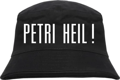 Produktbild von Petri Heil Fischerhut - bedruckt - Bucket Hat Anglerhut Hut S/M Schwarz