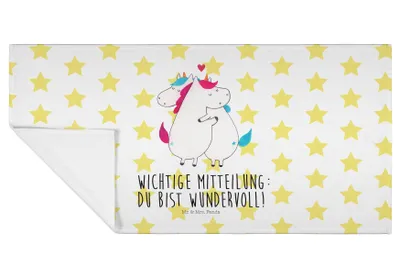 Produktbild von Mr. & Mrs. Panda Flauschtuch Einhorn Mitteilung - Weiß - Geschenk, Einhörner, Spruch, Baumwollhandtuch, Unicorn, Handtuch 50x100, Valentinstag, kleines, gesichtshandtuch