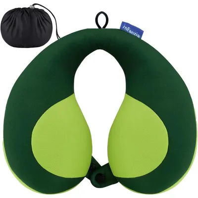Immagine prodotto di Cuscino cervicale a forma di U per bambini, supporto per il mento, cuscino da viaggio verde, in cotone traspirante