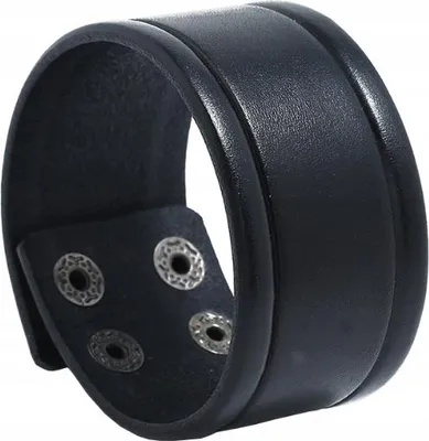 Produktbild von Punk-Lederarmband für Herren, Schwarz