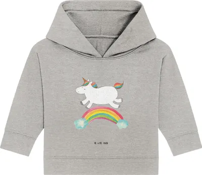Produktbild von Mr. & Mrs. Panda Organic Baby Hoodie Einhorn Regenbogen 24. - 36. Monat - Heather Grey - Geschenk, Kapuzenshirt, Einhornpower, Erwachsenwerden, Unicorn, Kapuzensweatshirt