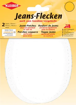 Produktbild von KLEIBER Jeans-Bügelflecken oval 130 x 100 mm weiß 2 Stück