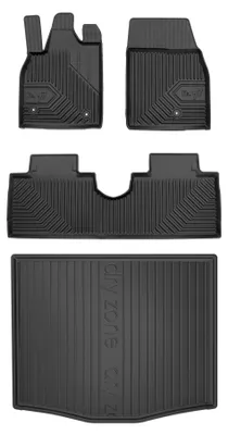 Productafbeelding van Rubberen automatten + kofferbakmat voor Ford Mustang Mach-E vanaf 2020 (SUV/crossover) – 4-delig, zwart, op maat – Wielganizator
