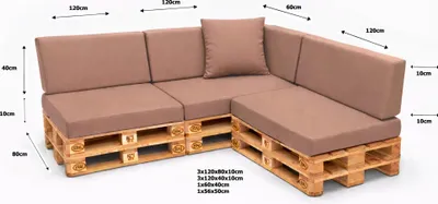 Produktbild von Setgarden Large Palettenkissen 8er Set Outdoor 120x80x10cm Sitzkissen + Rückenkissen 120x40x10cm 1tlg Beige