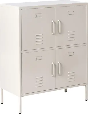 Produktbild von BELIANI Sideboard Hellbeige Eisen 4 Türen Schrank für Dokumente Home Office