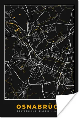 Produktbild von MuchoWow® Poster Osnabrück - Gold - Karte - Stadtplan - Deutschland 40x60 cm - Plakate für die Wand - Poster Babyzimmer