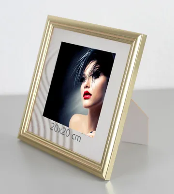 Produktbild von Artos Holz Bilderrahmen Acrylglas Plexi Lifestyle Foto Rahmen Collage Wanddeko Poster - Farbe: Gold | Format: 20x20