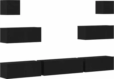 Immagine prodotto di Set mobile TV vidaXL, 7 pezzi, nero effetto rovere, 100 x 30 x 30 cm