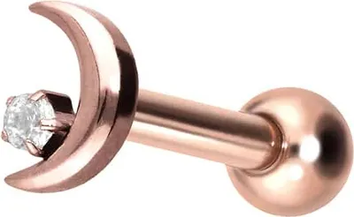Produktbild von Ohrpiercing Titan Ohrpiercing mit Innengewinde MOND + KRISTALL RoséGold Stablänge: 8mm