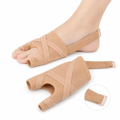 Produktbild von Hallux Valgus Korrektur Socke 2er Set, Zehenspreizer & Fußpolster, verstellbares Fersenband, atmungsaktiv & waschbar, Linderung Fußschmerzen, links & rechts