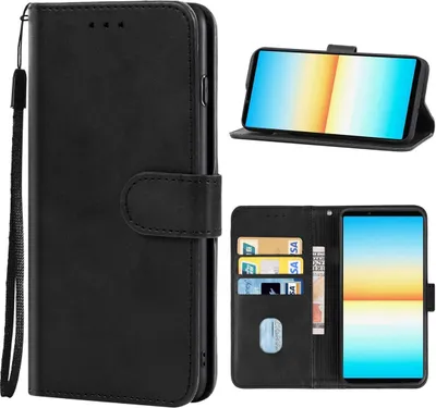 Produktbild von König Design Hülle kompatibel mit Sony Xperia 10 IV Kunstleder Handyhülle - Handy Case Schwarz