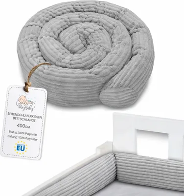 Obrázek produktu pro Polštář na spaní na boku Polštář na tělo 400 cm bavlna - dlouhý polštář Ložní válec Polštář na spaní Neck roll Gris