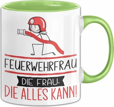 Produktbild von Feuerwehrfrau Geschenk Tasse Becher Die Frau Die Allen Kann Geschenkidee für eine Feuerwehrfrau Lustig (Grün)