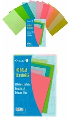 Image de Papier doré de couleur a4 100 feuilles - 80gr.