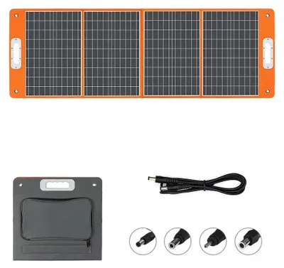 Obrázok produktu pre Prenosný solárny panel – TSP18V100W – 100W, 18V, skladací – výstupy DC a USB – vhodný na kemping, do auta, do karavanu