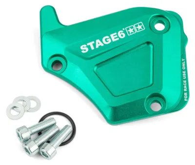 Image de STAGE6 : cache-pompe à huile en aluminium turquoise DERBI