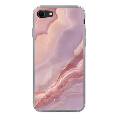 Produktbild von MuchoWow® Handyhülle Schutzhülle Hülle für iPhone SE 2020 Naturstein - Rosa - Nahaufnahme Silikon Softcase Handy Hülle - Kartenbesitzer