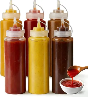 Produktbild von 6 Stš¹ck Quetschflaschen - 360 ml - Kunststoffflaschen mit Deckel - Squeeze Flaschen - Auslaufsicher - BPA-frei - Nachfš¹llbar