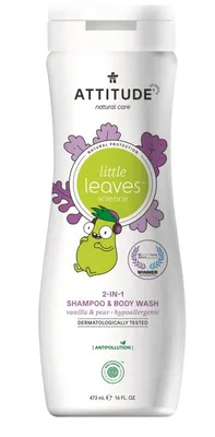 Obrázok produktu pre Little Leaves 2-v-1 Šampón a Čistiace Plienkové Mlieko Vanília Hruška Attitude