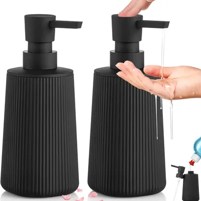 Image de Omgoods - Lot de 2 distributeurs de savon noirs avec pompe (350 ml)