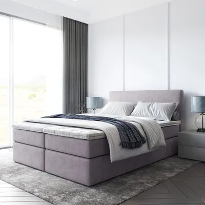 Produktbild von Bett, Boxspringbett BERG mit Bonell-Matratze und T25 Topper, 2 Bettkästen, Doppelbett, Stauraum, 140x200 cm (Rosa - Itaka 38)
