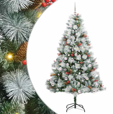 Image de vidaXL Sapin de Noël artificiel vert et blanc 210 cm