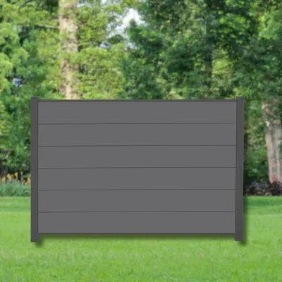 Produktbild von WPC Zaun Komplettset Sichtschutzzaun Gartenzaun Alupfosten Anthrazit 180x120 cm 2 Zäune + 3 Pfosten