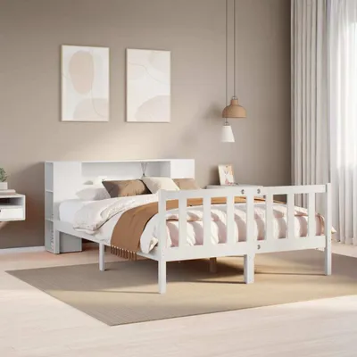 Obrázok produktu pre Posteľ s knižnicou bez matraca biela 140x200cm borovicový masív
