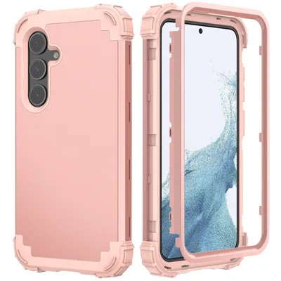 Produktbild von Galaxy S25 Hülle, 3 in 1 Hybrid PC TPU Stossfest Robust Schutzhülle für Samsung Galaxy S25 Roségold