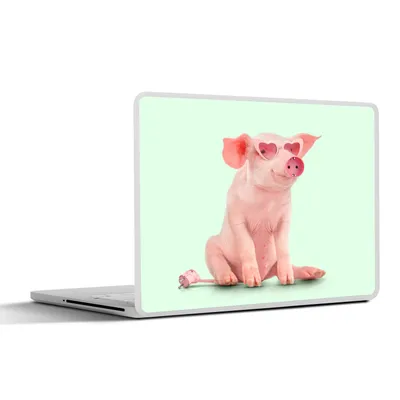 Produktbild von MuchoWow® Laptop Aufkleber Sticker Cover Schwein - Rosa - Brille - Sockel - Tiere 30x22 cm - Laptop-Sticker