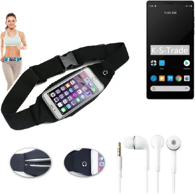 Produktbild von K-S-Trade Bauchtasche Gürteltasche kompatibel mit Carbon 1 MKII schwarz + Kopfhörer. Sport Running Jogging Fitness Laufen Umhängetasche Exercise