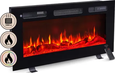 Produktbild von BALDERIA Elektrokamin Leif 36" | 3in1 Stand/Wand/Einbaukamin, 3D-Flammeneffekt, dimmbar, Heizung 1800W, Timer, Thermostat, Startsteuerung | Schwarz