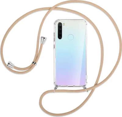 Produktbild von Handykette Backcover-Schutzhülle mit Band (Metall silberfarben) für Xiaomi Redmi Note 8 - beige