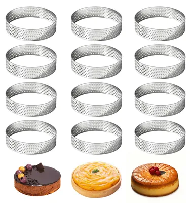12 Edelstahl-Tartelette-Förmchen 6 cm mit Löchern