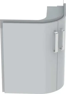 Immagine prodotto di Geberit Renova Compact meuble sous lavabo d'angle, avec deux portes, 69x60,4x55cm, gris clair, 862151000, 862151000