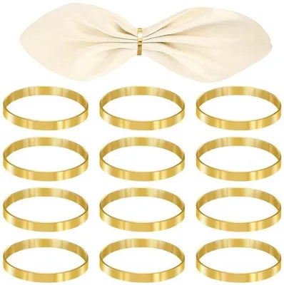 Productafbeelding van Dailygoods - Servetringen, goud - 12 stuks - Elegante servetringen - Tafeldecoratie - Hoogwaardig materiaal - Afmetingen 4,2 x 0,5 cm - Servetringen