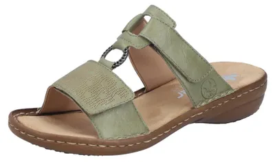 Produktbild von Rieker Damen Pantolette mit Klettverschluss und T-Riemen 60885, Größe:41 EU, Farbe:Blau