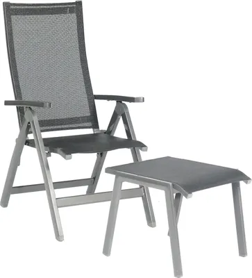 Produktbild von Sonnenpartner Klappsessel Fresno mit Fußhocker Aluminium mit Textilen anthrazit