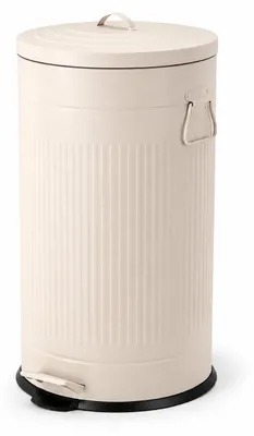 Imagen del producto de Relaxdays, cubo de basura de 40 litros, ideal para la cocina, con cubo interior extraíble, pedal, sistema de cierre suave, metal, diseño retro, color beige, Imagen generada por IA