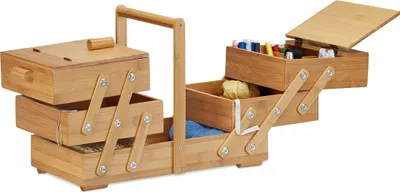 Produktbild von relaxdays Nähkästchen Bambus XXL viele Fächer