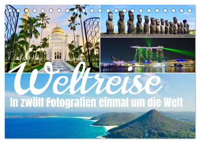 Produktbild von Weltreise, in zwölf Fotografien einmal um die Welt (Tischkalender 2027 DIN A5 quer), CALVENDO Monatskalender